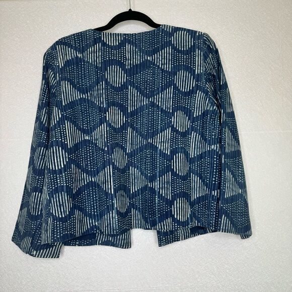 Eileen Fisher Hand Printed Organic Cotton Indigo Jacket S - Picture 5 of 5